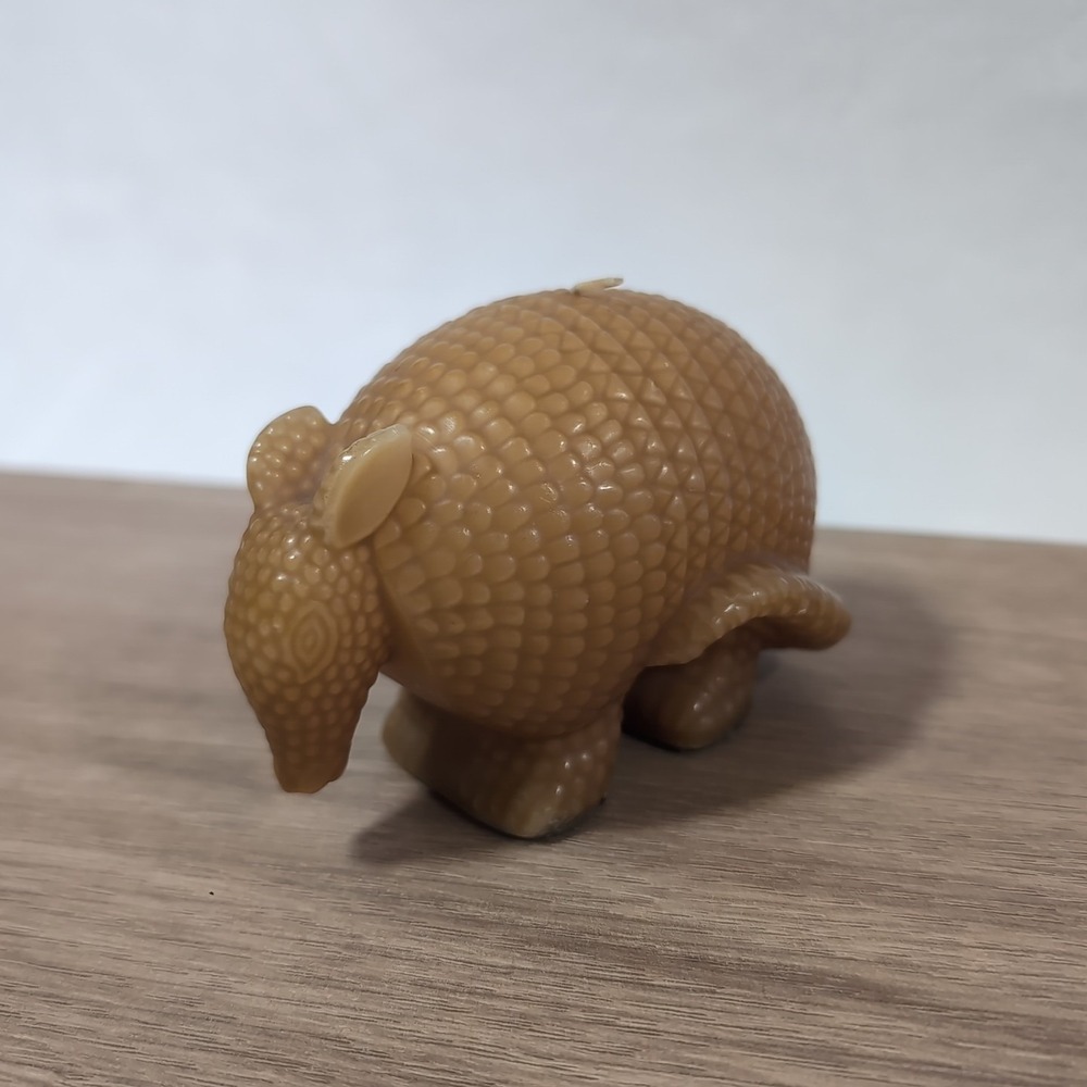 Vintage Candleign Armadillo Candle Houston TX Textured Wax Figurine Southwestern